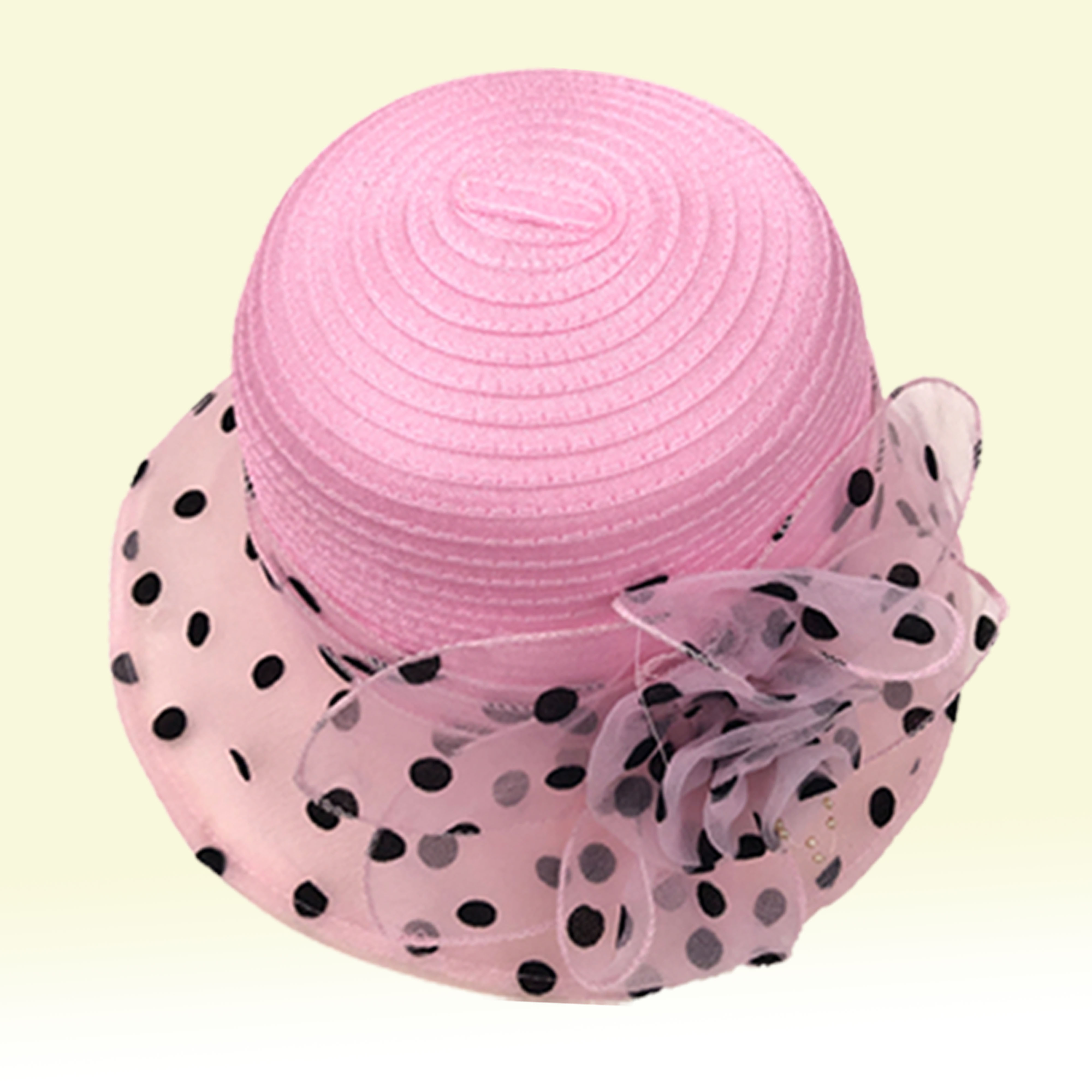 Polka Dot Stitching Bucket Hat Elegant Sun Hat Organza Derby Hat