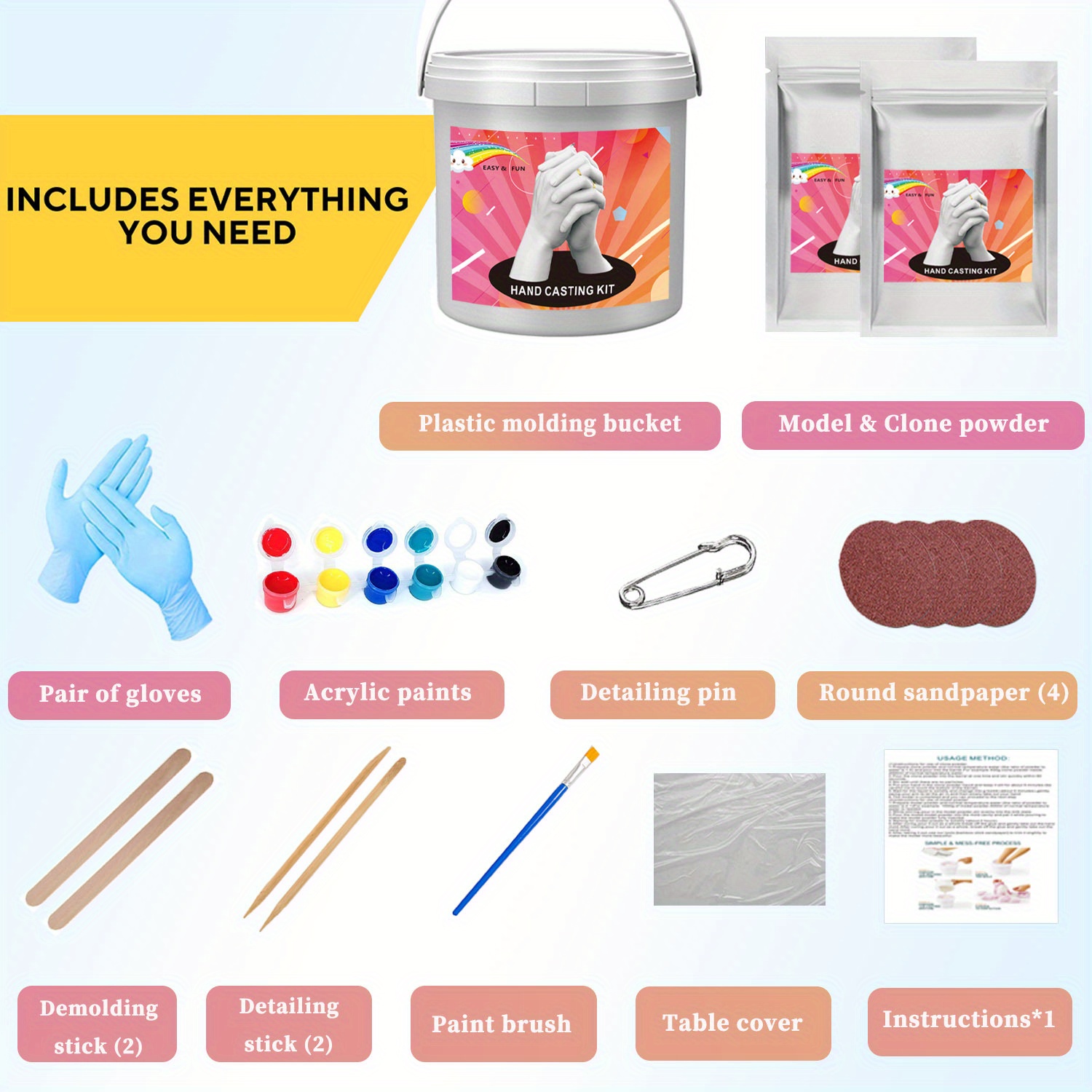 Hand Casting Kit - Color-Changing Alginate Powder - Preserve Memories - 1  Kit