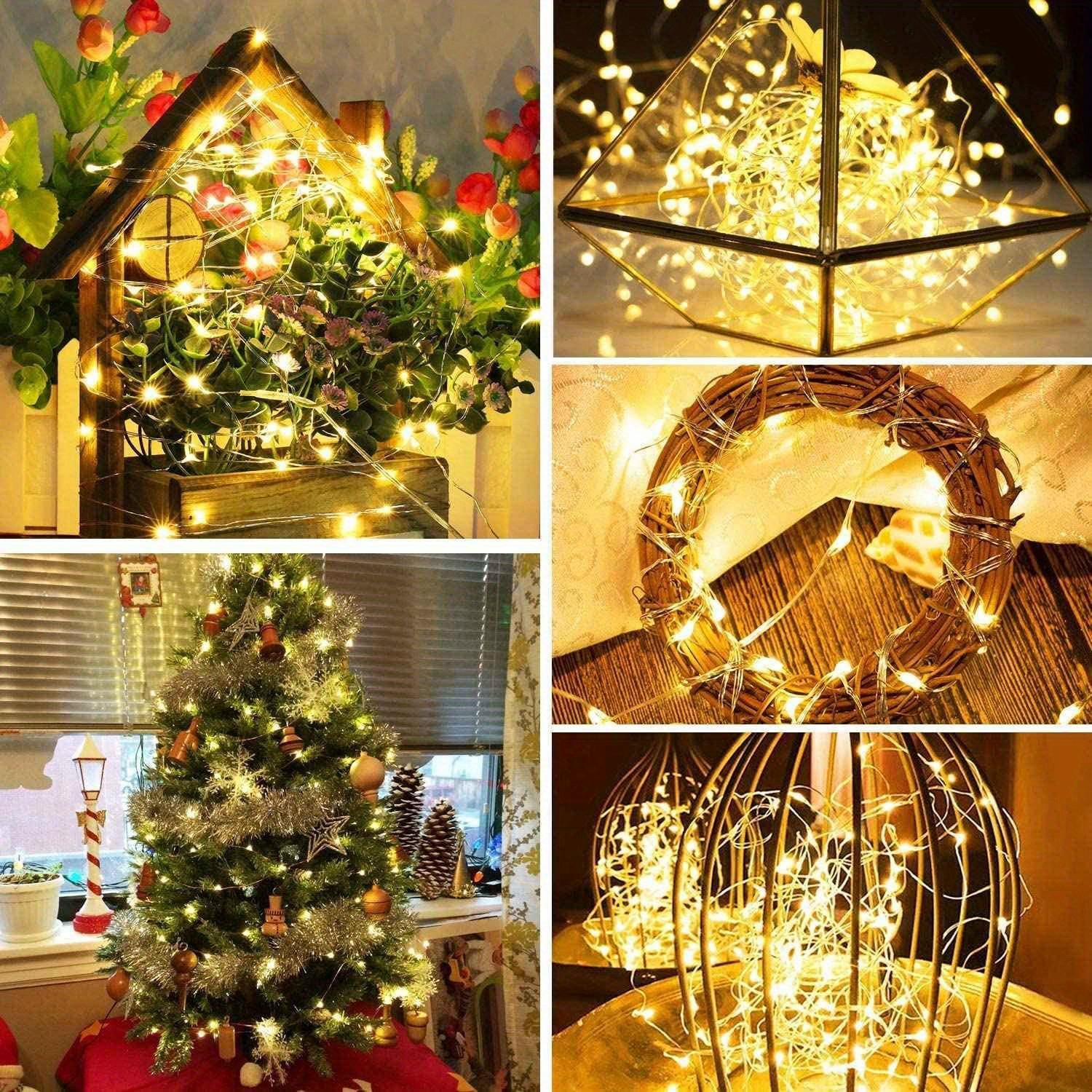 2 pack 32 8ft 100led fairy lights battery operated with remote control timer 8 modes waterproof copper wire twinkle string lights christmas lights for bedroom party indoor warm white multicolor cool white details 2