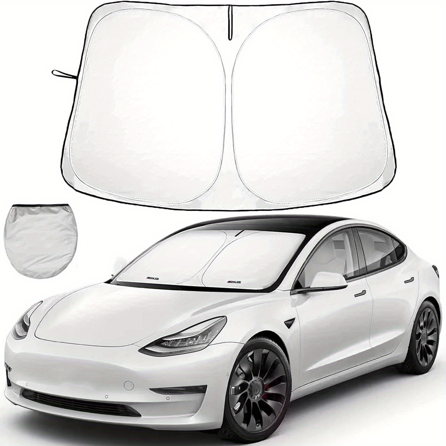 Car Sunshades For Model 3 Y S Circles 240t Thicken Polyester Uv Protection Prevent Heat Car Cool Car Windshield Sun Visor
