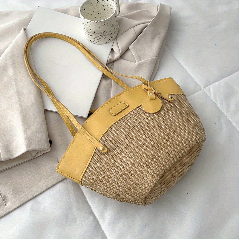 Simple Linen Woven Crossbody Bag Fashion Small Straw Woven Bag