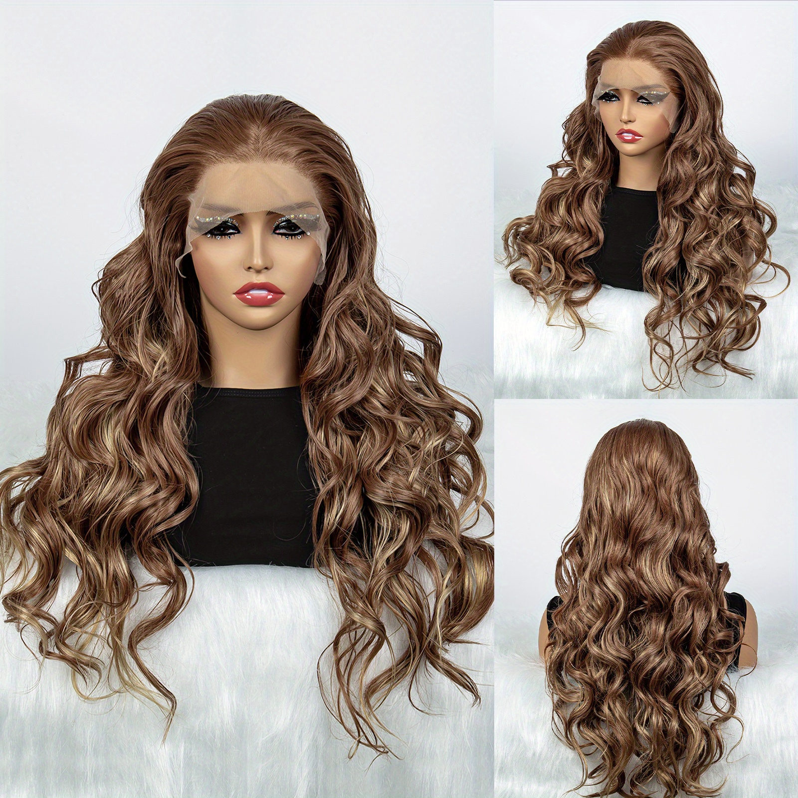 T shaped Lace Front Wig Gradient Light Brown Synthetic - Temu