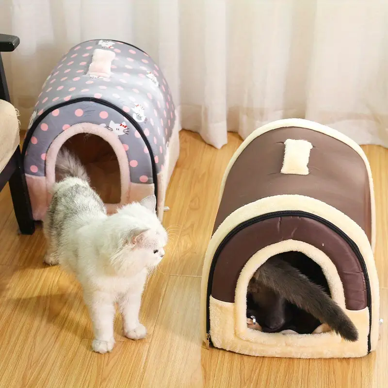 four seasons universal creative cat house plush warm dog nest dog bed soft removable dog house nest details 3