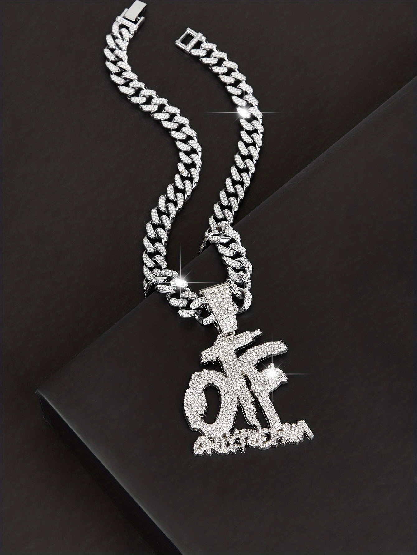 Miami Hip Hop Style Letter Otf Pendant Necklace, Cuban Chain Neck ...