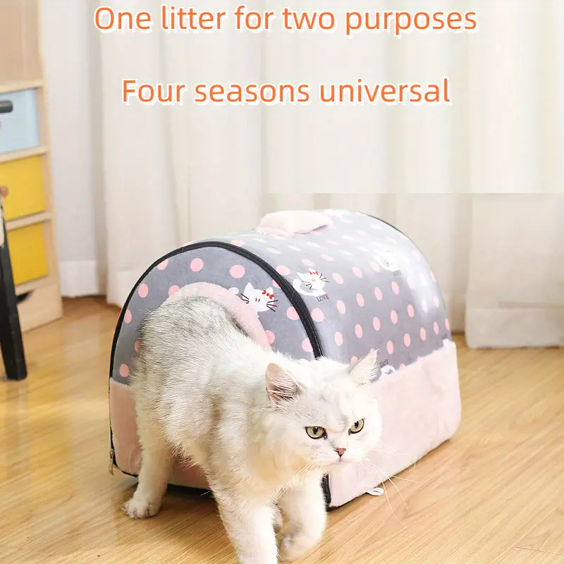 four seasons universal creative cat house plush warm dog nest dog bed soft removable dog house nest details 5