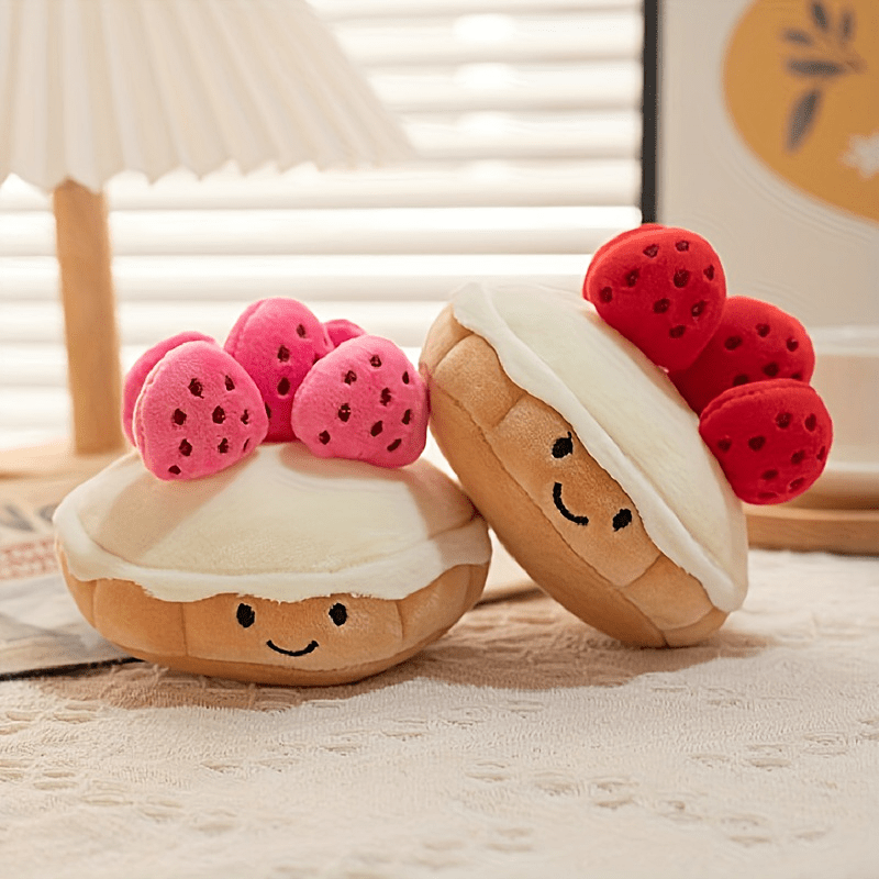 1pc Strawberry Cake Emotional Support Plush Stuffed Toy, Mini Version Cake  Children's Pretend Play Simulation Strawberry Cake