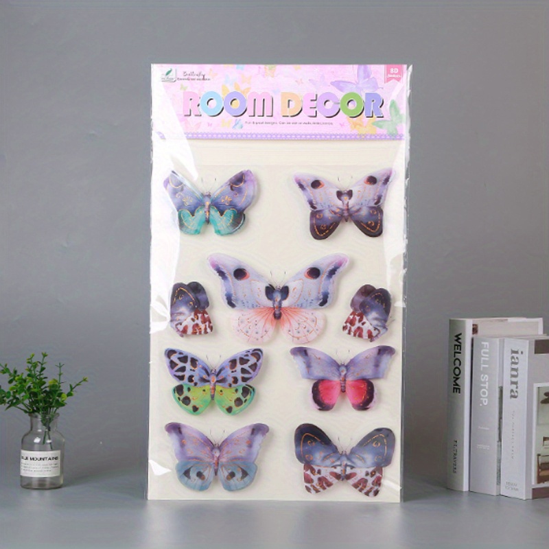 1pc 3d Wall Stickers Double Layer Simulation Butterfly Creative ...