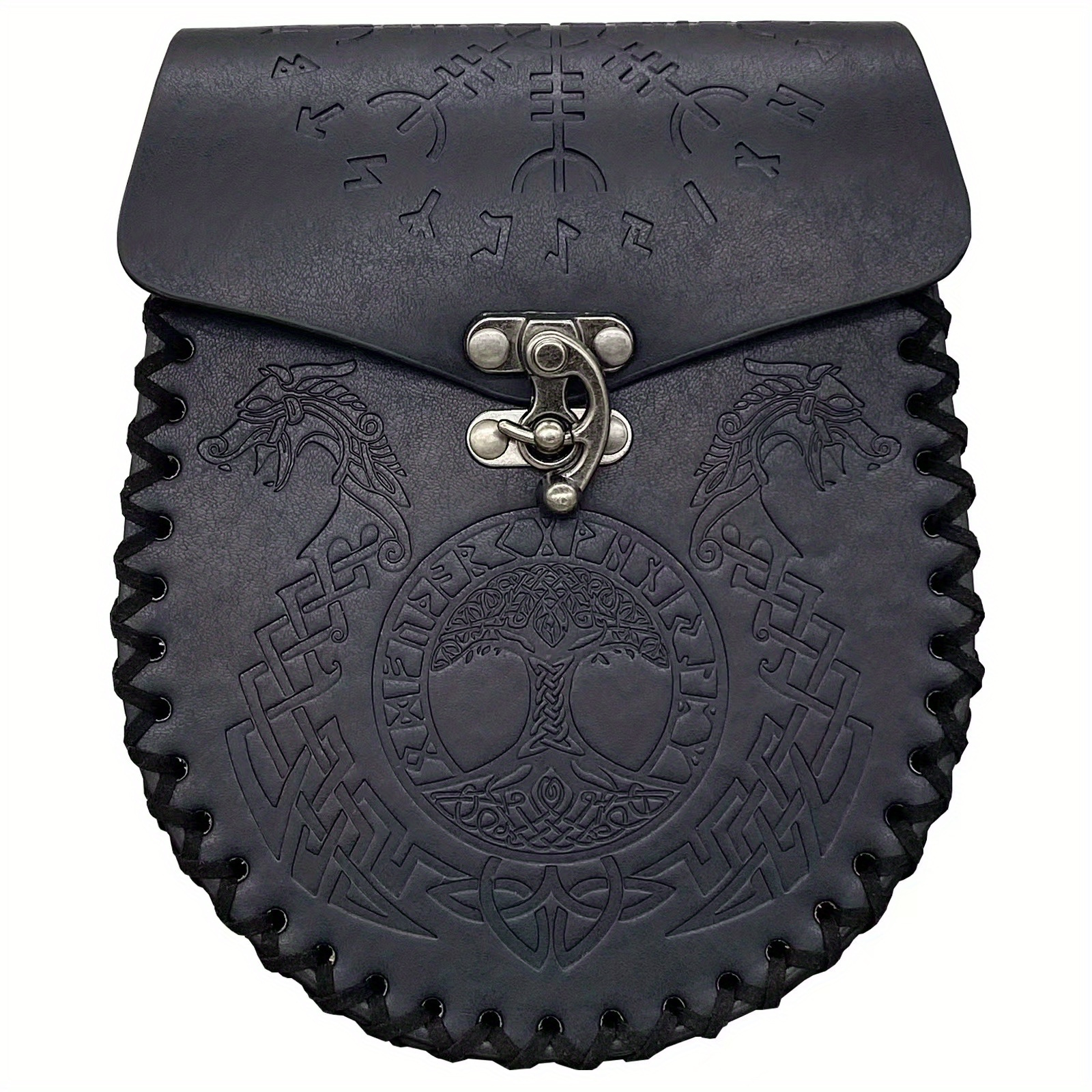 Medieval Faux Leather Mens Bag Viking Style Vintage Belt Pouch