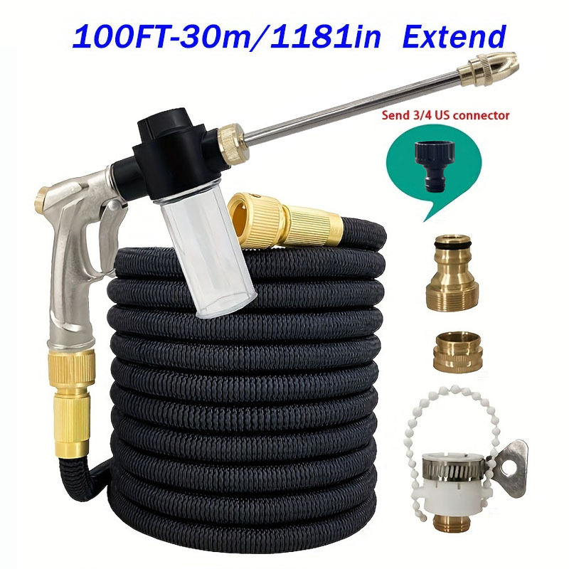 Cheap 100FT Telescopic Car Wash Water Pipe With Spray Gun Flexible  Expandable Watering Garden Pipe