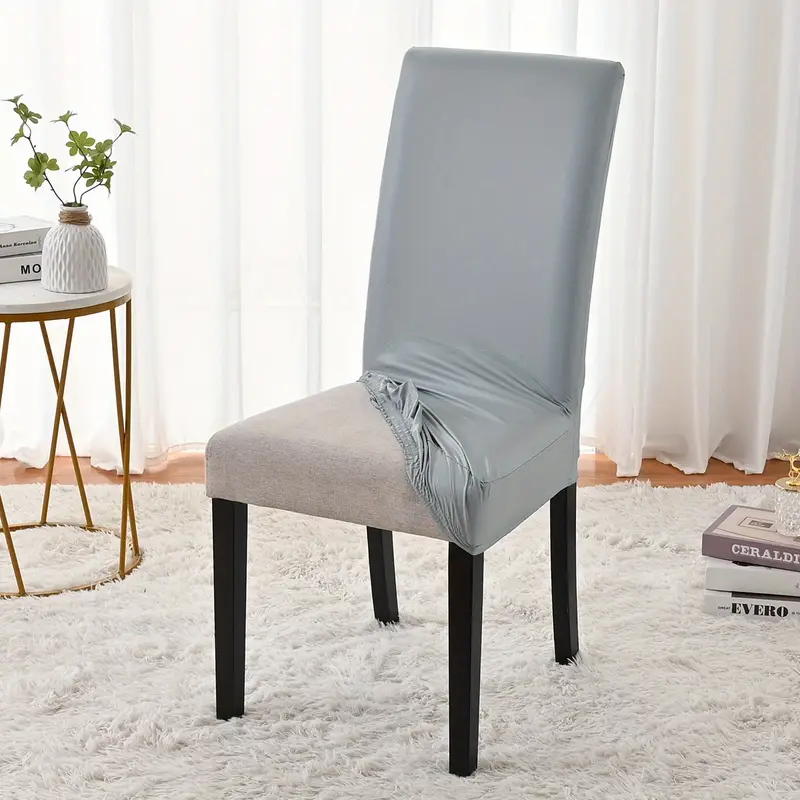 1pc elastic leather stretch dining chair slipcovers four seasons universal chair slipcover for wedding dining room office banquet house home decor details 9