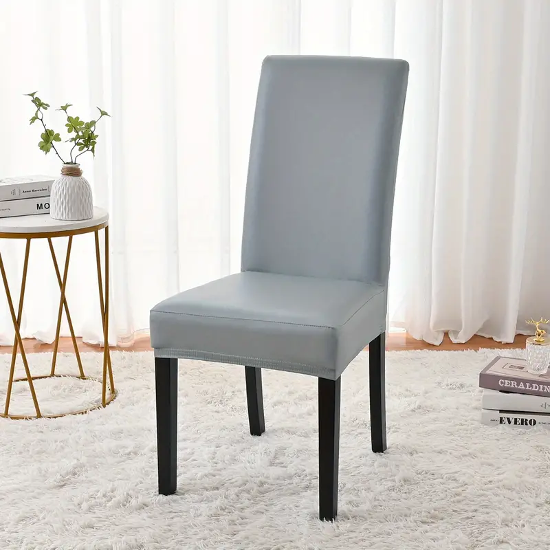 1pc elastic leather stretch dining chair slipcovers four seasons universal chair slipcover for wedding dining room office banquet house home decor details 8