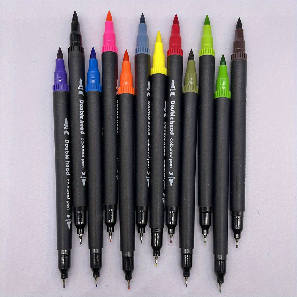 12/48 Colors Dual Brush Marker Pens For Coloring Books - Temu