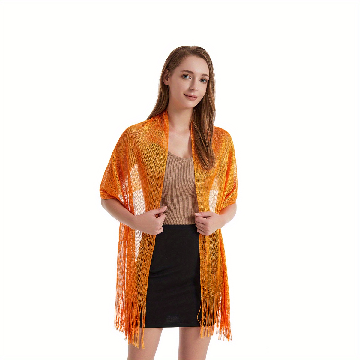 Glitter Tassel Shawl Solid Thin Wrap Cape Classic Decorative Shawls
