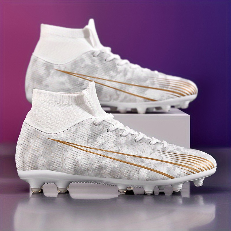TRNL Chaussures de football à pointes hautes, chaussures de football pour  compétition et athlétisme, chaussures de football unisexes (42, blanc gris)  : : Mode