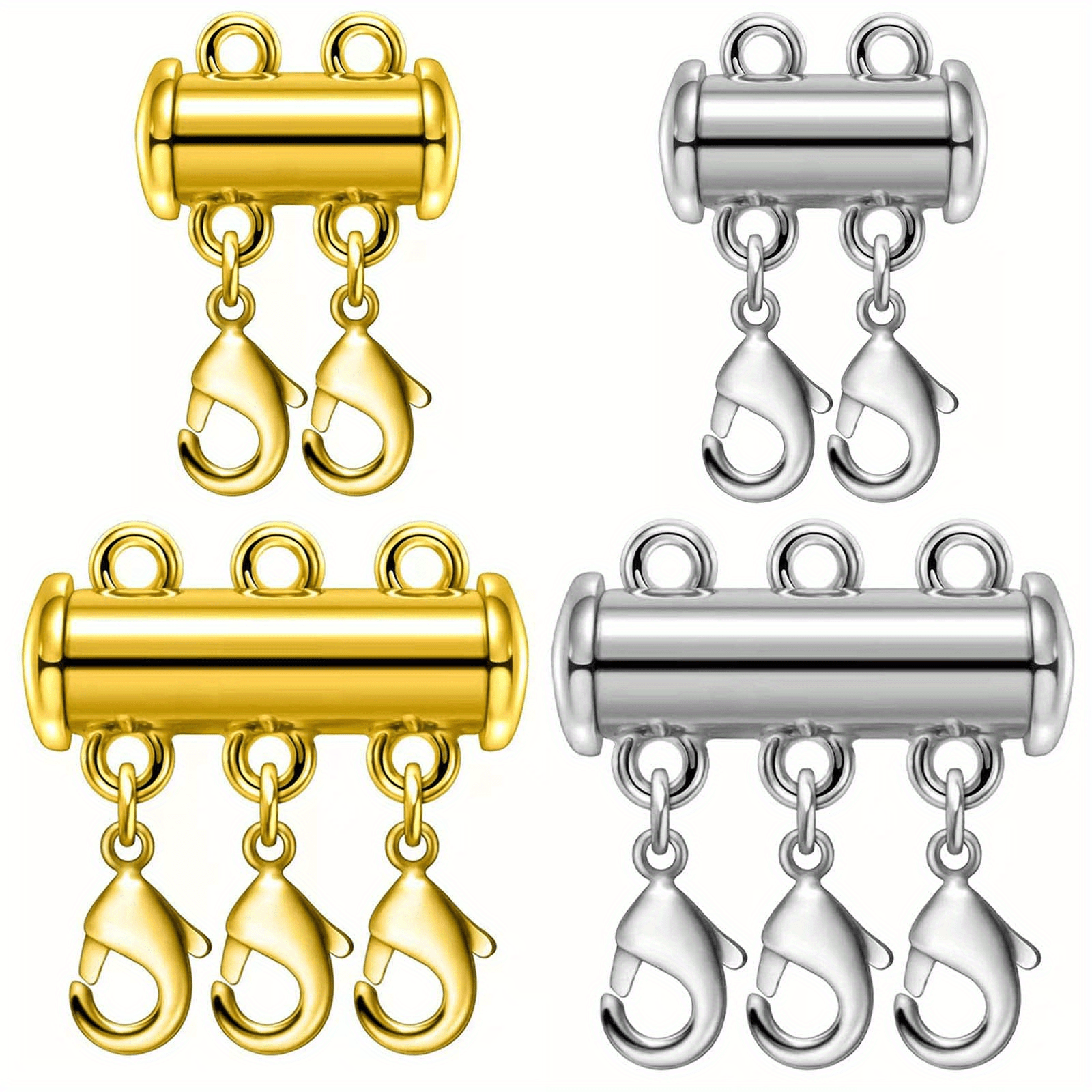 Locking Clasps For Necklace Gold And Silver Plated Tube Lock Connectors For  Bracelet Jewelry Gifts For Women 