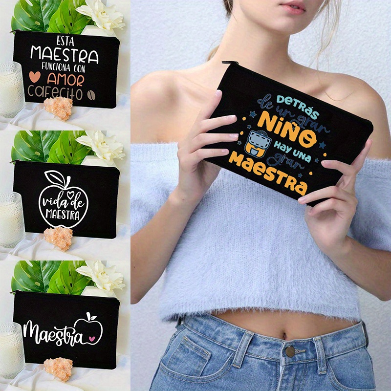 Teacher Spanish Printed Cosmetic Bag School Stationery Temu Ireland