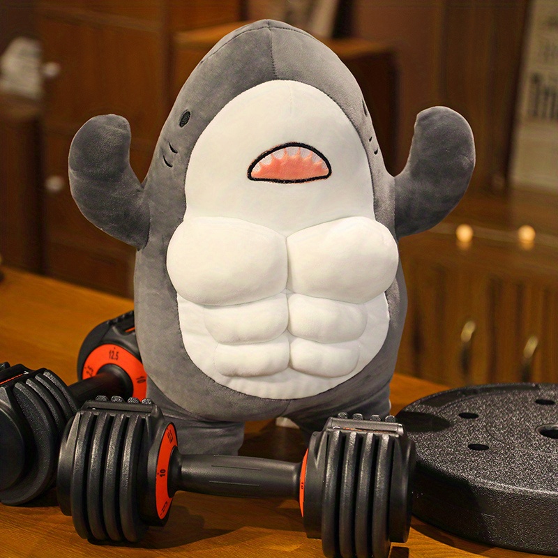 Funny Muscle Shark Plush Toy Hug Pillow Stuffed Animal Shark Temu
