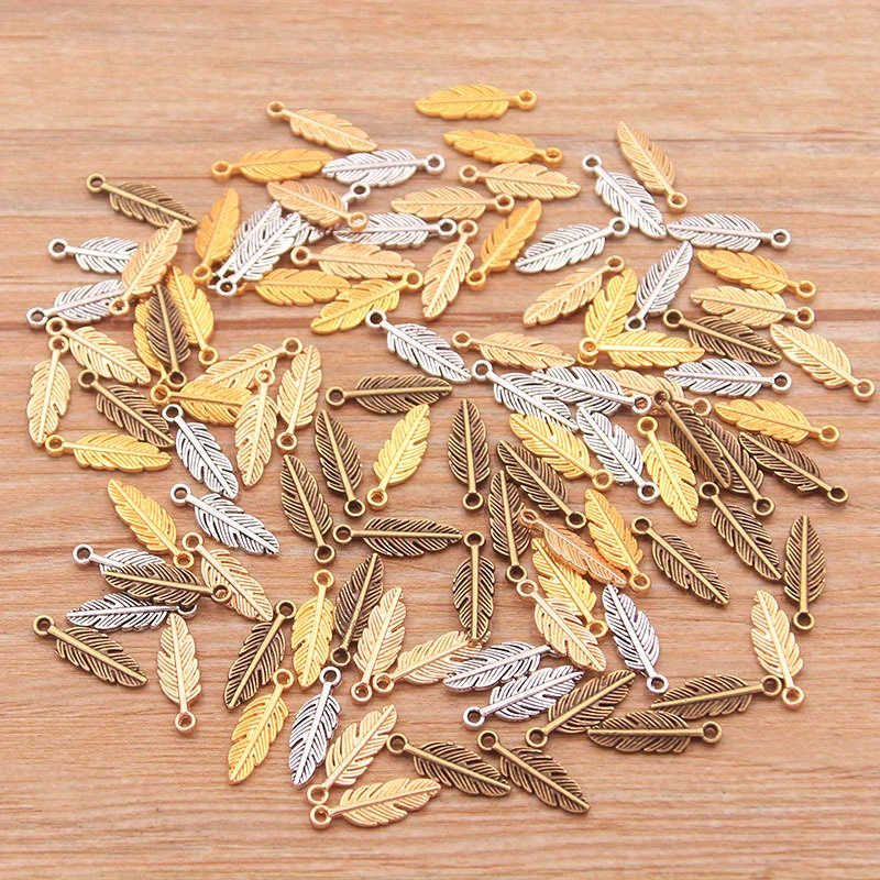 50pcs 5*15mm 4 Color Metal Alloy Mini Leaves Elegant Creative Charms Fit Jewelry Plant Necklace Bracelet Earrings Keychain Bag Charms Makings Diy Handmade Craft