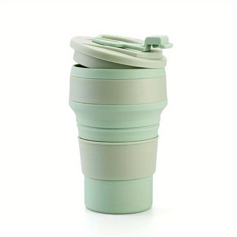 350ML Silicone Built-in Straw Folding Cup Collapsible Mug With Cover Coffee  Travel Outdoors Portable Water Drinking Tea Cups