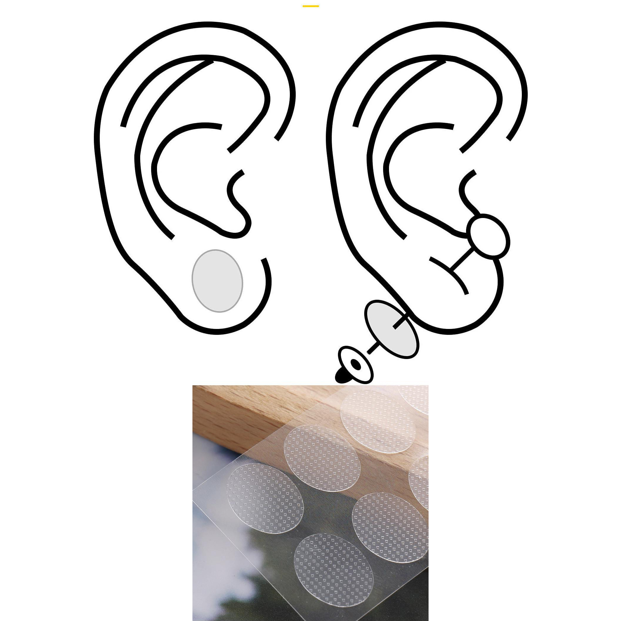 BLMHTWO 300 Pieces Ear Patches, Earring Support Patches Ear Lobe Support  Patches with Strong Viscosity and Load Bearing Thicken PE Transparent