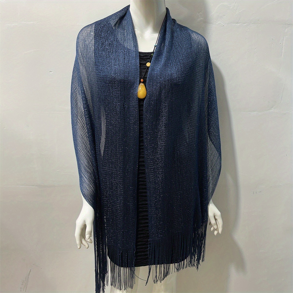 Glitter Tassel Shawl Solid Thin Wrap Cape Classic Decorative Shawls
