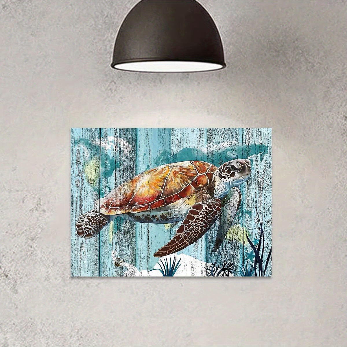 Wood Texture Sea Turtle Cruising Canvas Print Canvas Wall - Temu