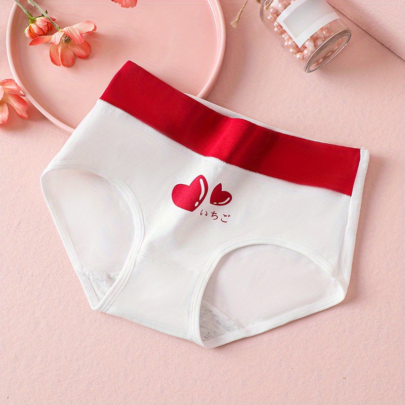 Teen Girls' Heart & Letter Print Underwear