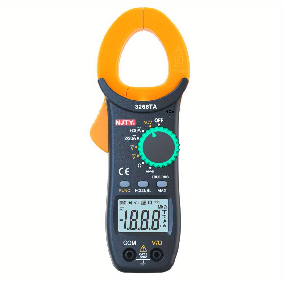 digital clamp meter tester trms 2000 counts auto ranging measures current voltage resistance more
