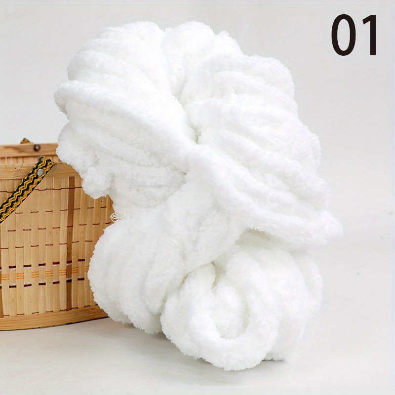 Chunky Wool Yarn DIY Soft Thick Bulky Arm Knitting Wool Roving Crochet 45M, Size: One size, White