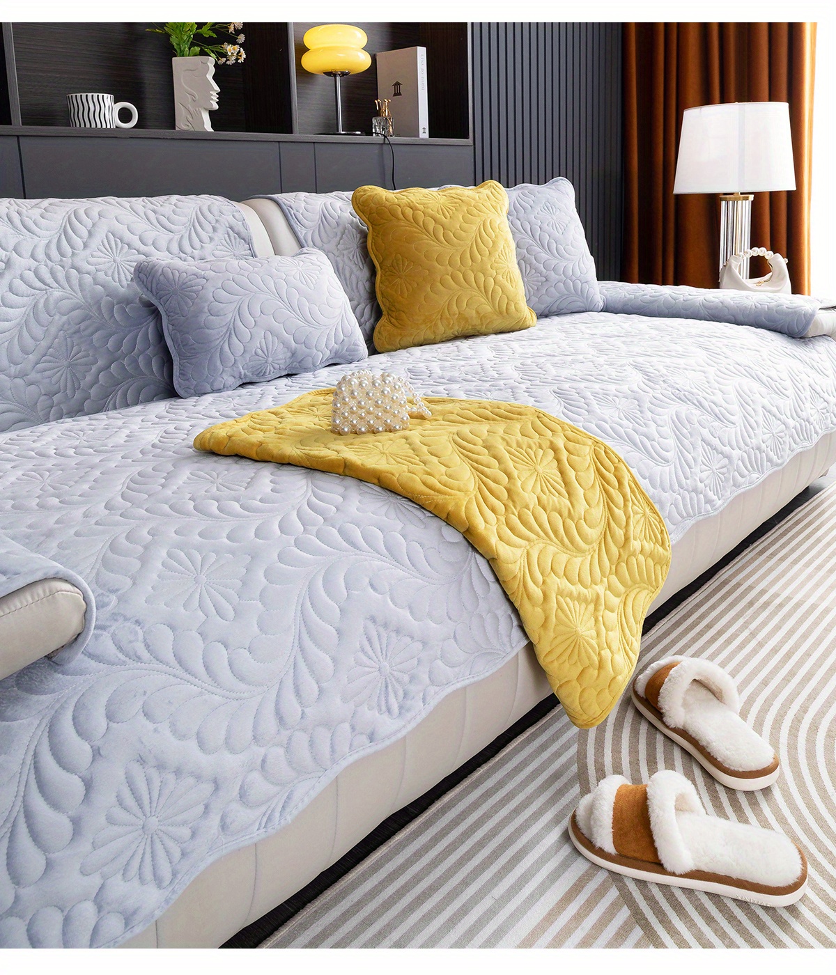 Soft Comfortable Milk Velvet Basho Leaf Sofa Slipcover Temu