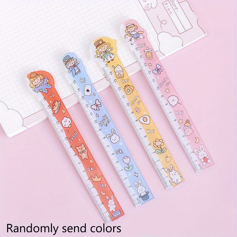 Three-color Cartoon Ruler Student Stationery Ruler Giraffe Shape