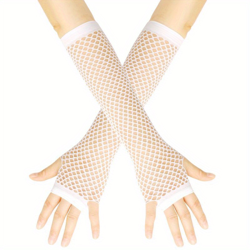 Thick Net Long Gloves Fishnet Elastic Gloves Sexy Accessories Punky Style Nightclub Party Gloves,Temu
