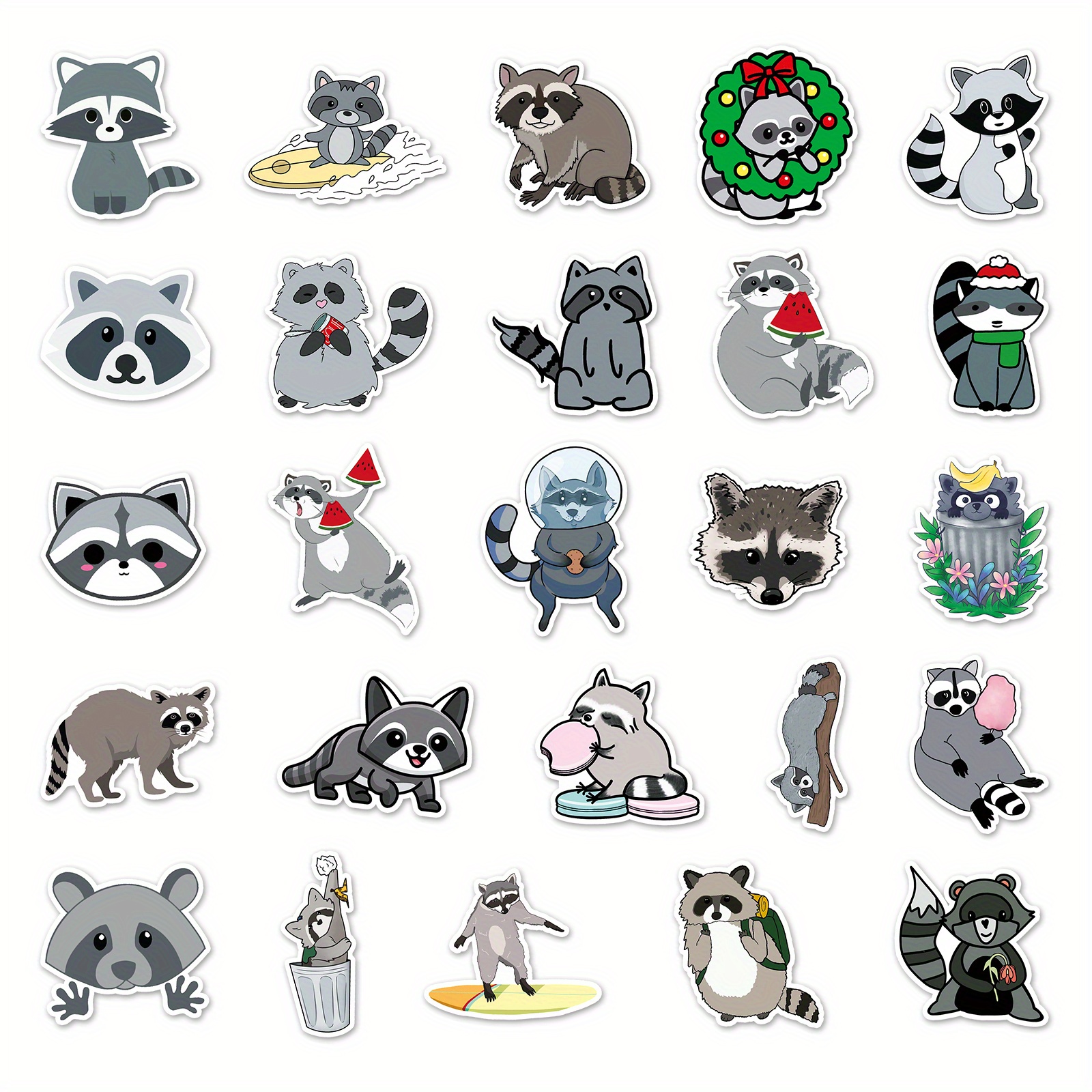 50 Cute Cartoon Raccoon Stickers Creative Mobile Phone Case - Temu