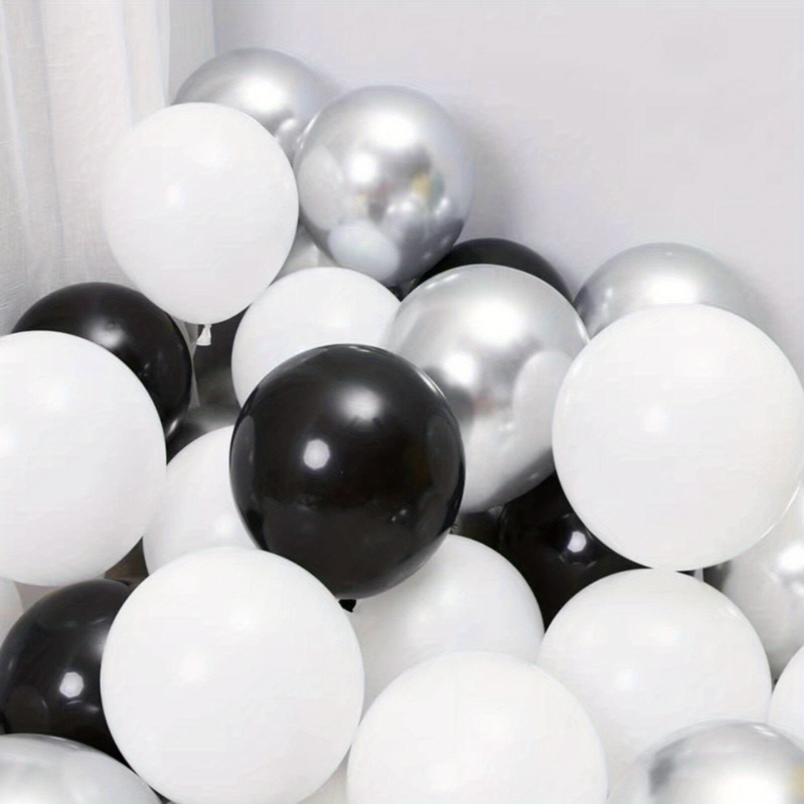 122 Pezzi/set Palloncino Argento Metallizzato Bianco Nero - Temu Italy