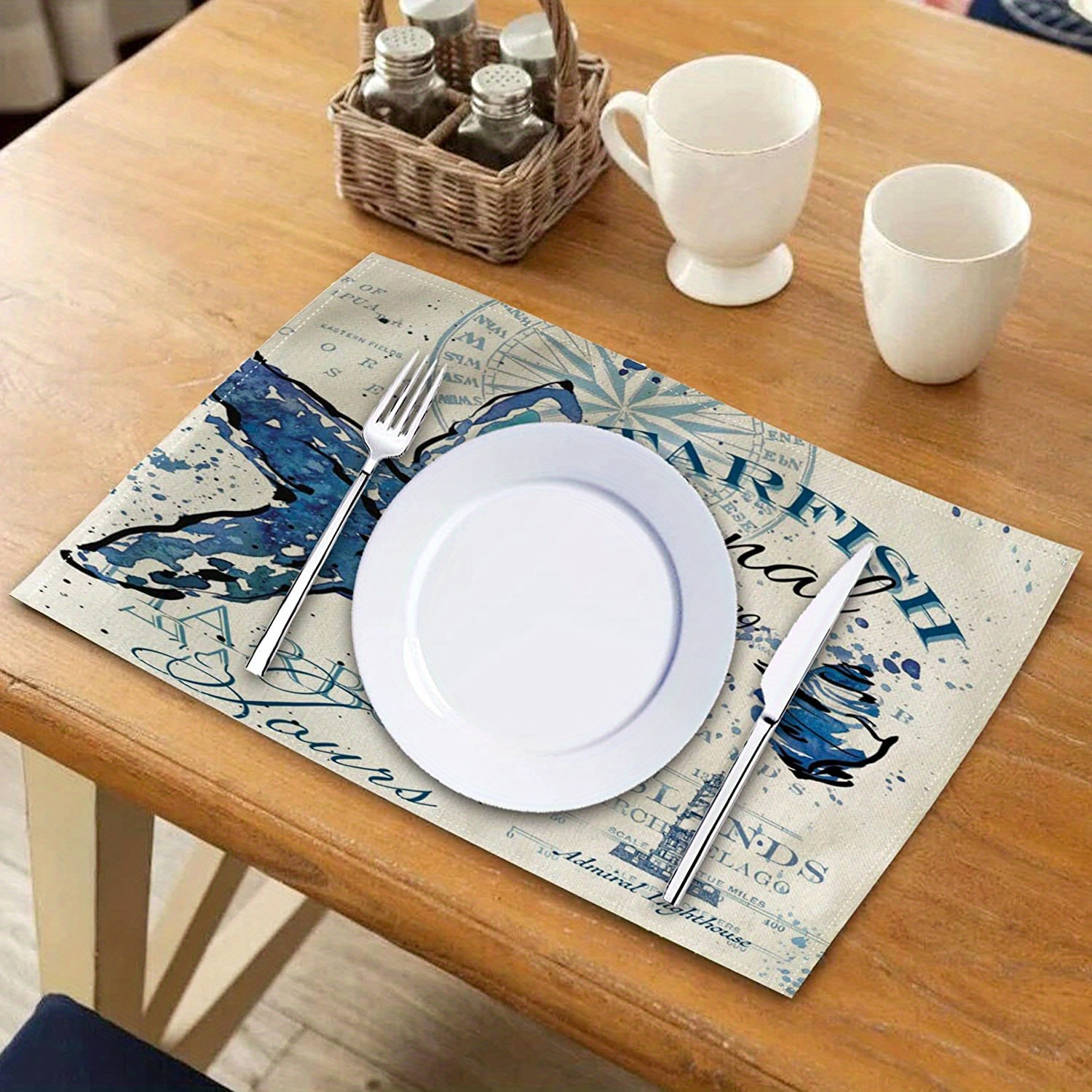 Vintage Ocean Style Linen Placemat Perfect Kitchen - Temu Canada