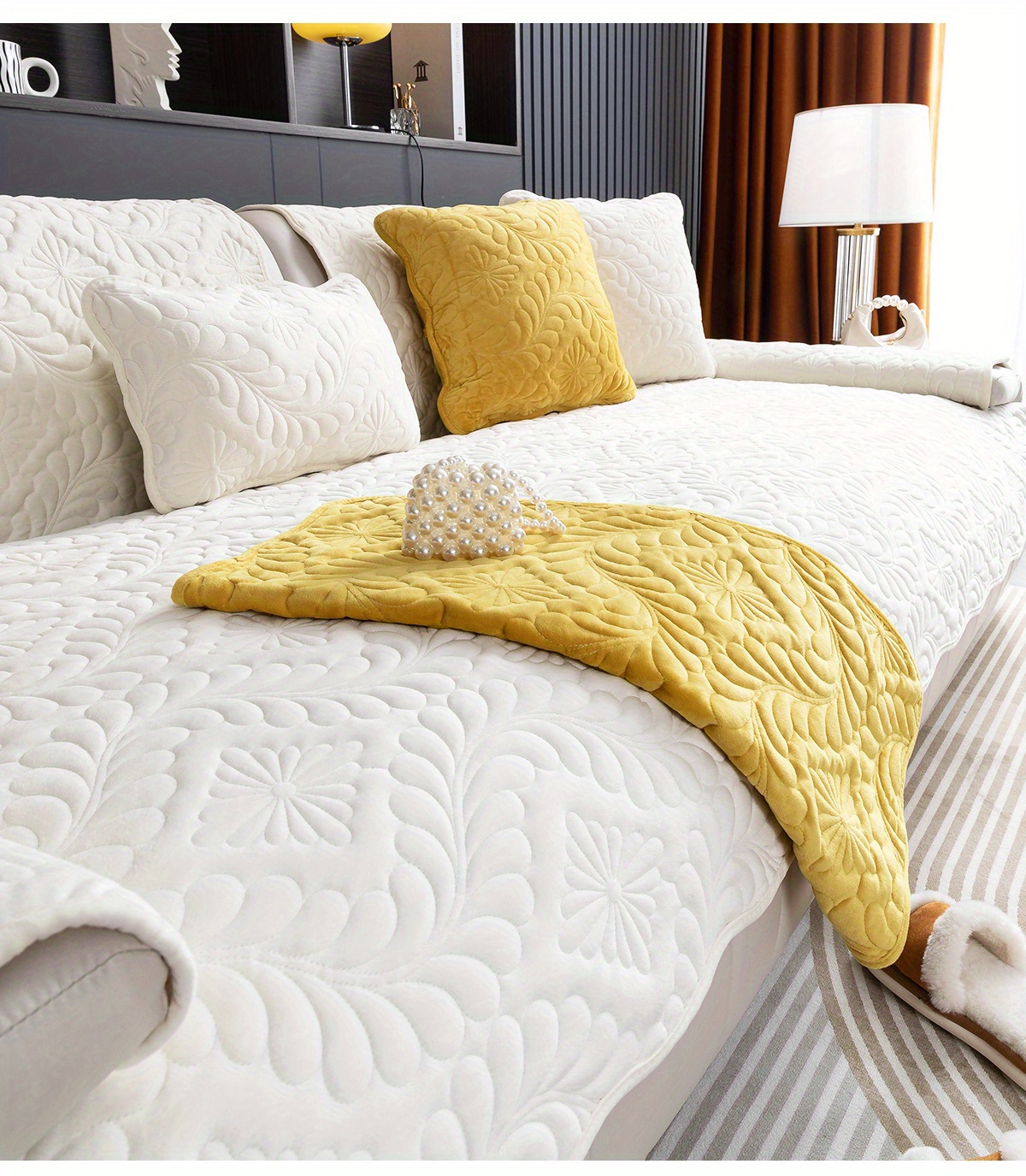 Soft Comfortable Milk Velvet Basho Leaf Sofa Slipcover Temu