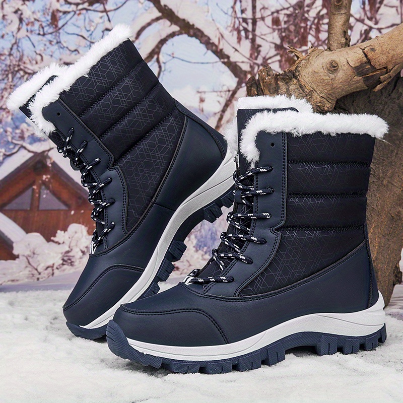 Women's Snow Boots Lace Up Platform Comfortable Walking Shoes