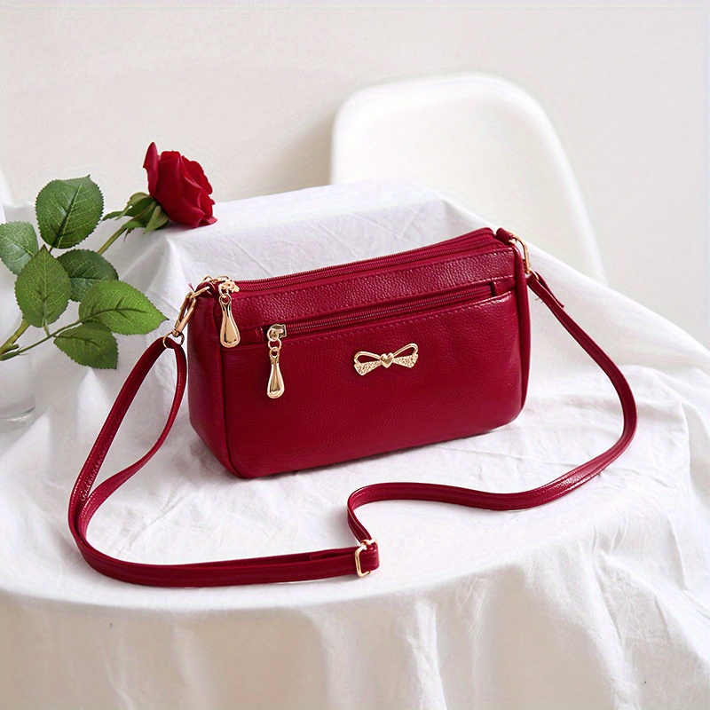 Simple Bow Ladies Leather Clutch Purse