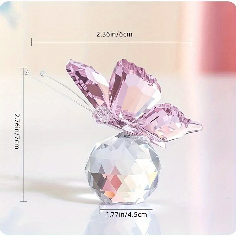 Gerich Crystal Flying Butterfly Glass Lucky Butterfly Ornament Vibrantly  Home Decor Pink 