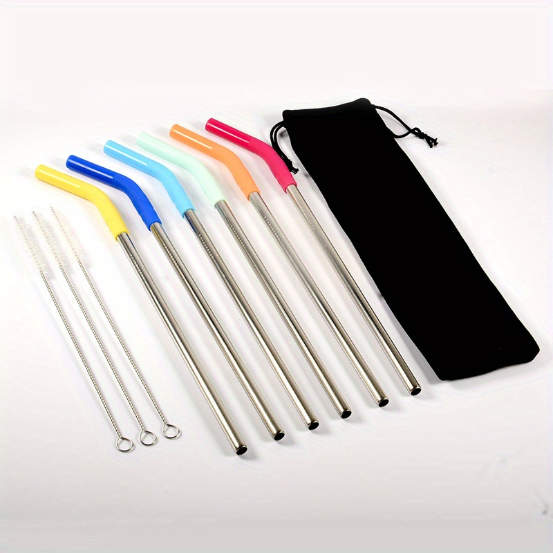 Stainless Steel Straws Reusable Straws With Silicone Tips - Temu