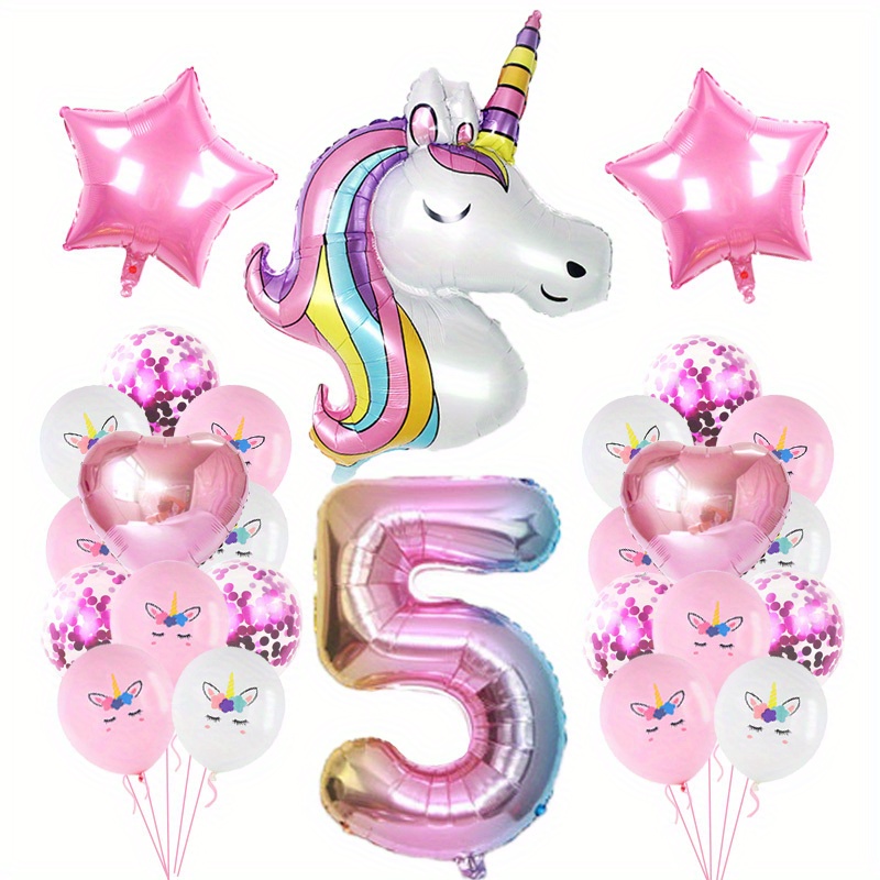 21pcs Set Palloncini Numerici Feste Compleanno Rainbow Unicorn