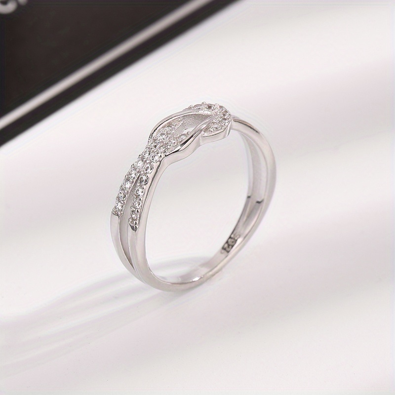 S925 Silver Ring Inlaid Zirconia Knot Shape Engagement Wedding Ring For Female Party Accessory details 3