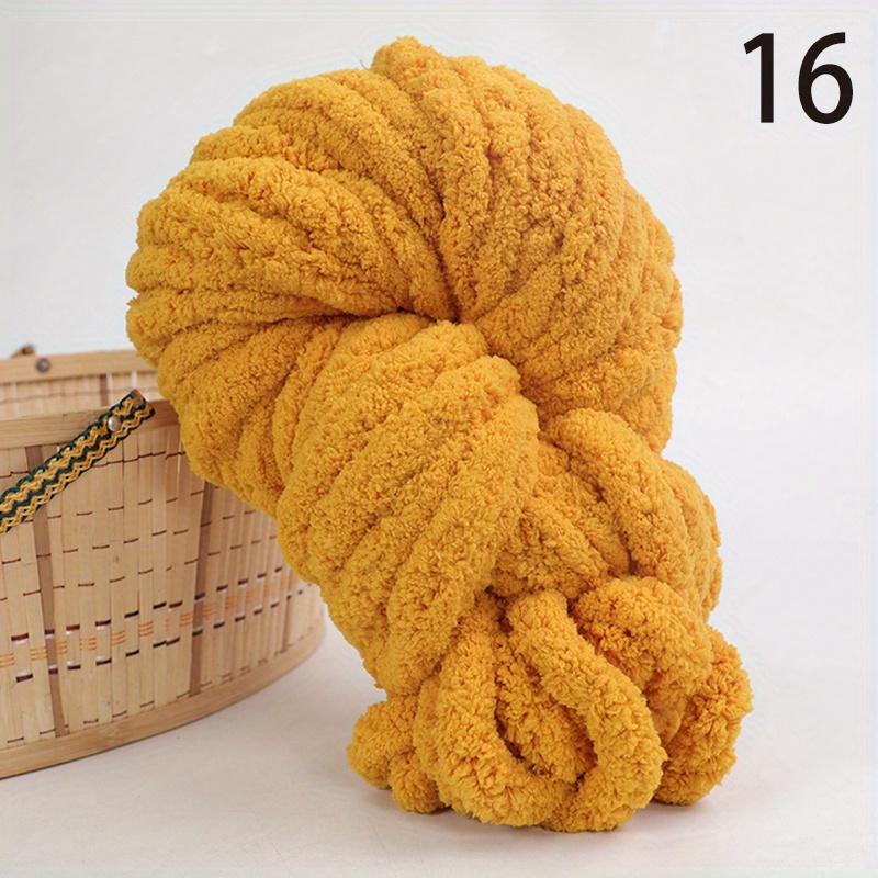 250g/8 oz Chenille Yarn,100% Polyester,Vegan Chunky Yarn,Yellow Jumbo Yarn  DIY Knit Chenille Yarn for Pet Mat/Hat/Throw