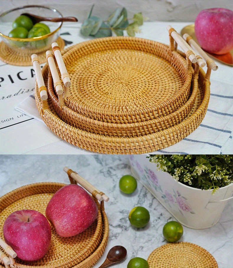 1/3 Pezzi Cesto Frutta E Acqua In Rattan Vassoio Quadrato - Temu Italy