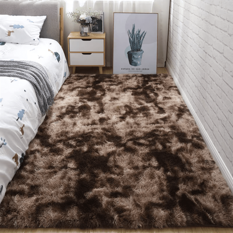 Super Soft Area Rugs for Bedroom Living Room, Rectangular 9ft x 12ft Tie  Dyed Brown Fluffy Carpet for Boys Girls Room, Shaggy Throw Rug Clearance  for