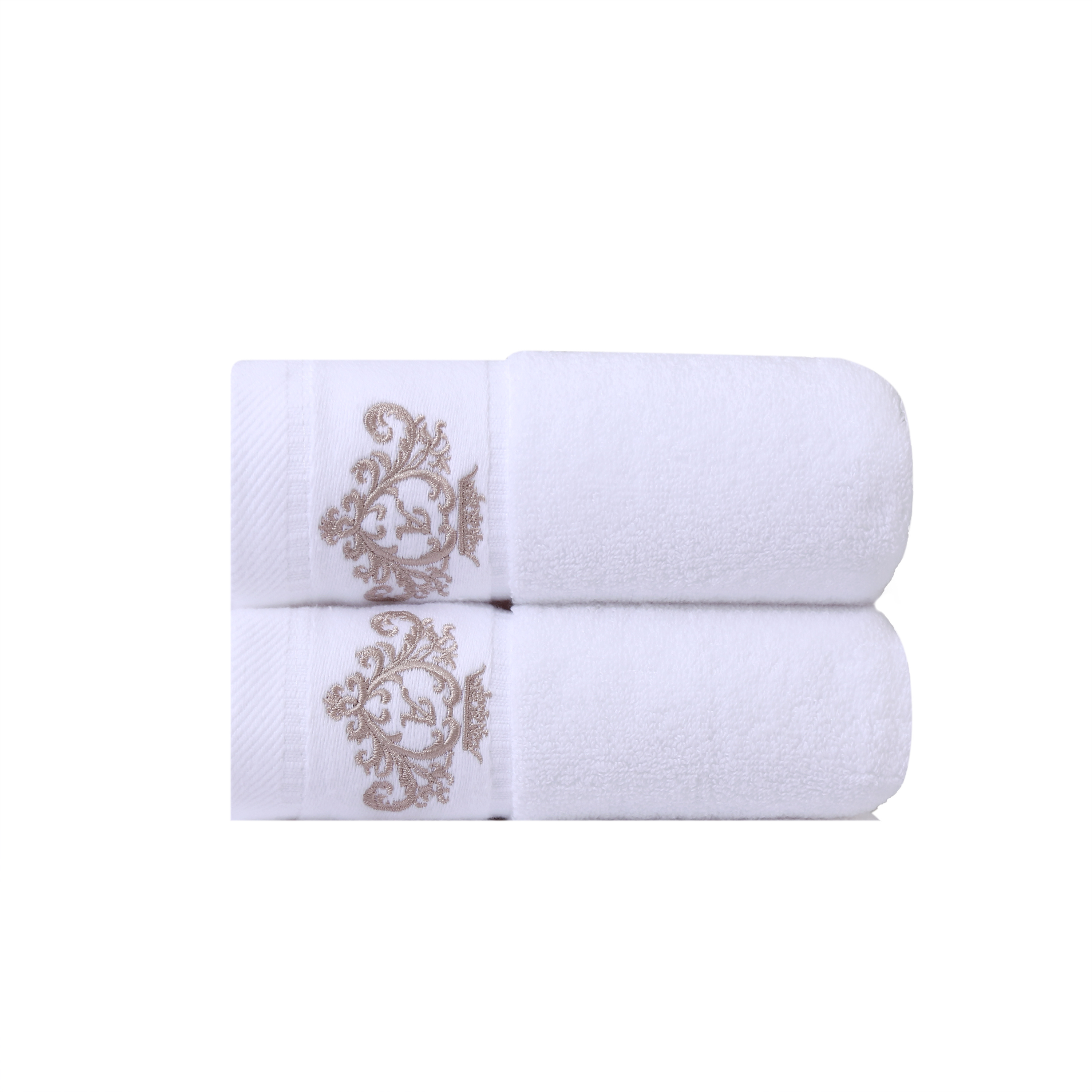 Embroidered Imperial Crown Cotton White Hotel Towel Set Face