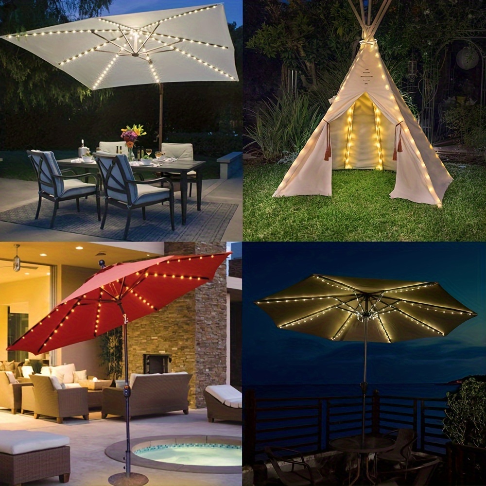 1pc patio umbrella lights 8 lighting mode 104 led string lights with remote control umbrella lights battery operated waterproof outdoor decor for patio umbrellas outdoor use camping tents warm white multicolor details 5