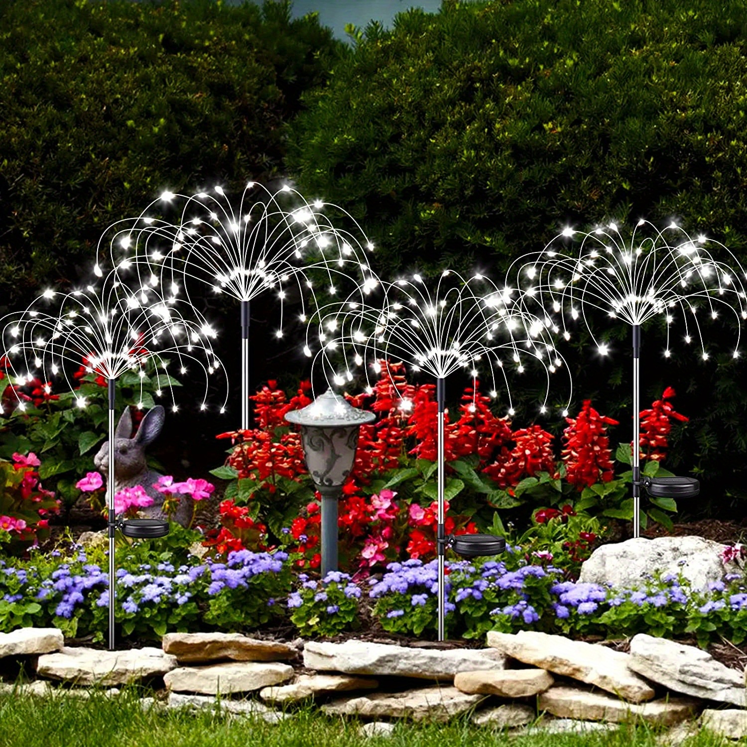 2pcs solar firework light 8 modes outdoor solar garden decorative lights 120 led powered 40 copper wires string diy landscape light for walkway pathway backyard christmas decoration parties multi color warmwhite white details 5