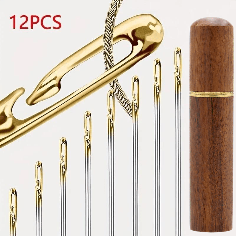 66Pcs Golden Sewing Needles Stainless Steel Self Threading Needles for Hand  Stitching Embroidery Cross Stitch Hand