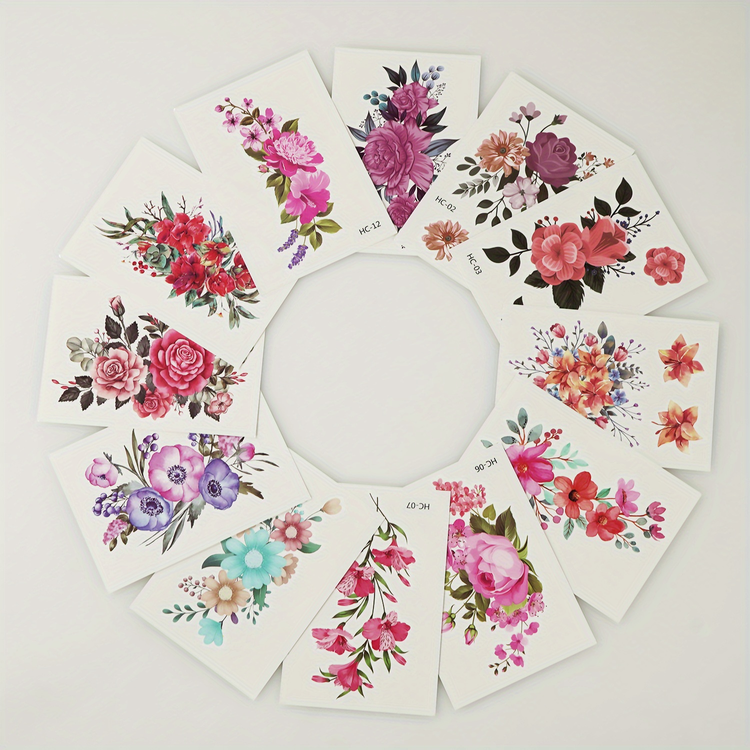 12 Sheets Flower Temporary Tattoo Sticker, Waterproof Lasting 2-5 Days
